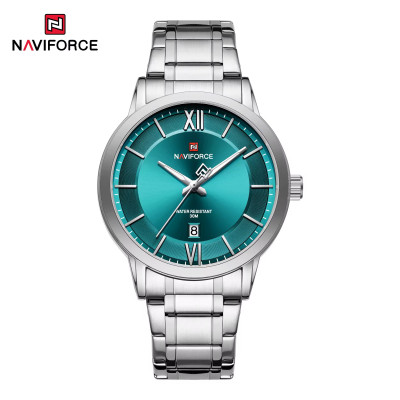 NAVIFORCE NF9254 Stainless Steel Luxury Fashion Elegant Business Luminous Calendar Quartz Watch For Men - Green & Silver
